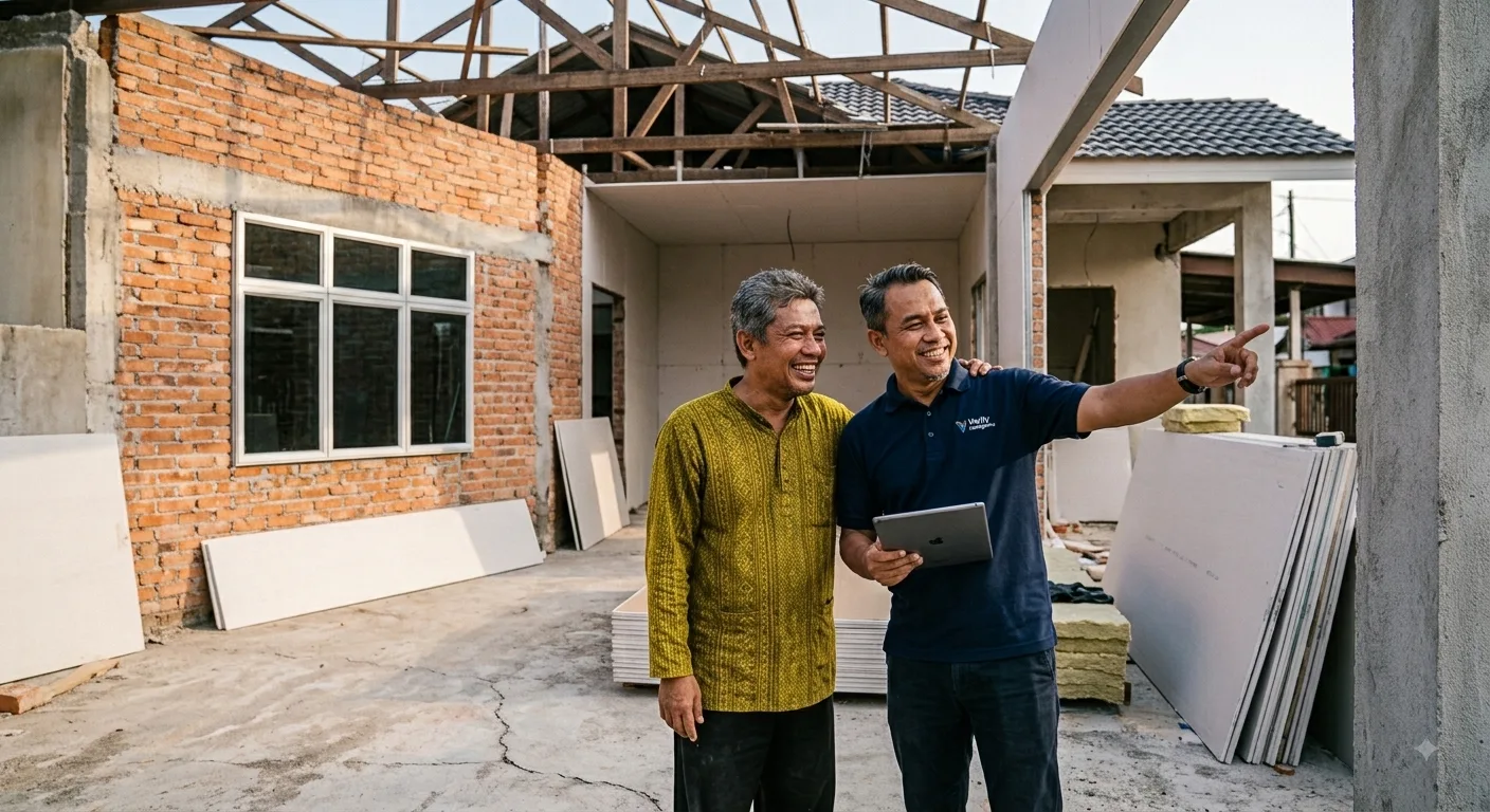 Property owner confidently working with a trusted contractor