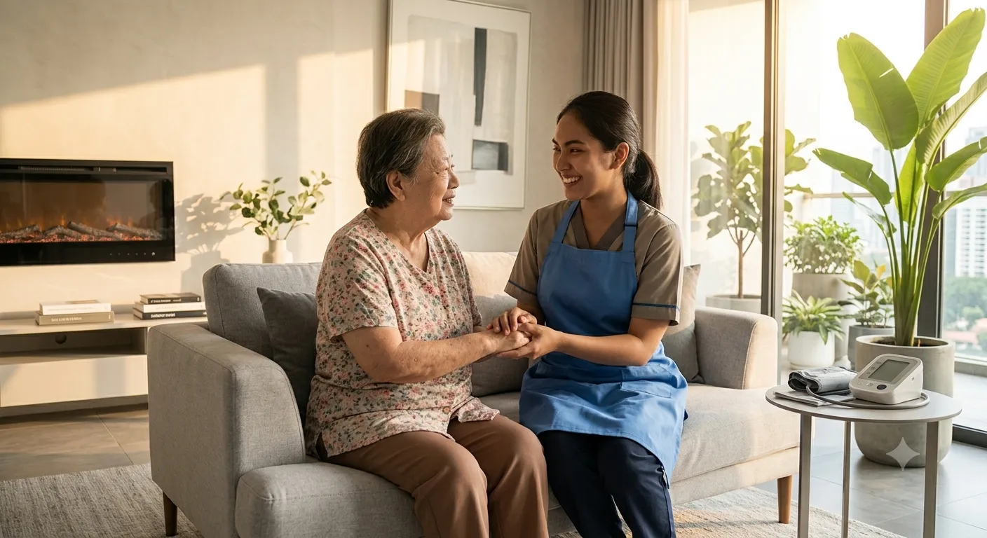 Trusted caregiver caring for an elderly family member